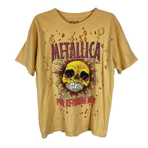 Urban Outfitters Yellow Distressed Grunge Metallica T-shirt M